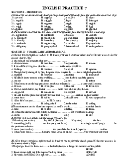 Đề luyện thi vào lớp 10 THPT Chuyên Tiếng Anh năm học 2023-2024 (có đáp án) - Đề thi thử số 07