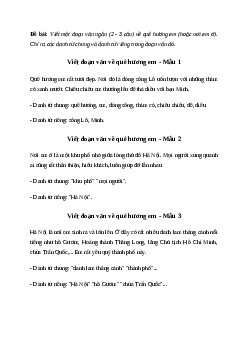 Viết đoạn văn về quê hương em (hoặc nơi em ở)| Văn mẫu Tiếng việt 10| Cánh diều