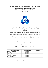 Bài tập lớn Dân chủ xã hội chủ nghĩa. Thực trạng và giải pháp phát huy nền dân chủ xã hội chủ nghĩa, đảm bảo quyền làm chủ của nhân dân ở Việt Nam hiện nay - Chủ nghĩa xã hội khoa học | Trường Đại học Bách khoa Thành phố Hồ Chí Minh