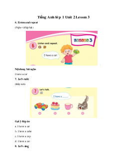 Tiếng Anh lớp 1 Unit 2 Lesson 3 | Global Success