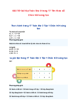 Giải Vở bài tập Toán lớp 3 trang 17 Tìm thừa số Chân trời sáng tạo