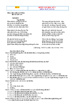 Đề kiểm tra Học Kỳ 1 Ngữ Văn 10 Kết Nối Tri Thức - Đề 10 (Có đáp án)