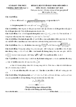 Đề KSCL đội tuyển HSG Toán 11 năm 2017 – 2018 trường THPT Yên Lạc 2 – Vĩnh Phúc