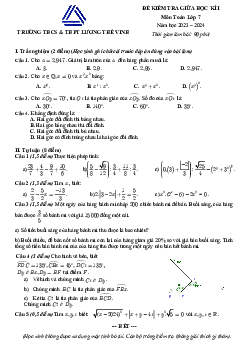 Đề thi giữa kì 1 Toán 7 trường Lương Thế Vinh năm học 2023 - 2024 có đáp án