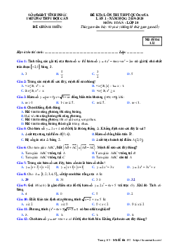 Đề KTCL Toán 10 lần 1 ôn thi THPTQG 2019 – 2020 trường Đội Cấn – Vĩnh Phúc
