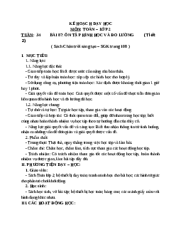Giáo án Toán 2 Ôn tập học kì và đo lường sách Chân trời sáng tạo (cả năm) | Tuần 34 | Tiết 2