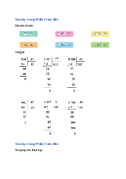 Bài 44: Toán lớp 4 trang 98, 99 Thương có chữ số 0 Cánh diều