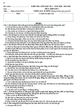 Đề thi giữa học kì 1 môn Hoạt động trải nghiệm hướng nghiệp 7 năm 2023 - 2024 sách Cánh diều - Đề 2