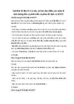 Giải Địa 10 Bài 33: Cơ cấu, vai trò, đặc điểm, các nhân tố ảnh hưởng đến sự phát triển và phân bố dịch vụ KNTT