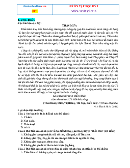 10 Đề Kiểm Tra Cuối Học Kỳ 1 Ngữ văn 10 năm 2023-2024  (Có đáp án)