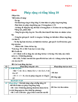 Giáo án Toán 2 sách Chân trời sáng tạo (Cả năm) | Tuần 5
