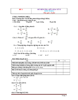 TOP 10 đề kiểm tra giữa học kỳ II Toán 6 năm 2021 (có đáp án)