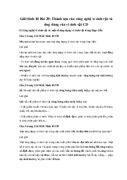 Giải Sinh 10 Bài 20: Thành tựu của công nghệ vi sinh vật và ứng dụng của vi sinh vật | Cánh diều