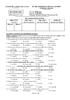 Kì thi chọn đội tuyển chính thức dự thi HSG quốc gia lớp 12 THPT tỉnh Cà Mau năm học 2019-2020 môn thi Tiếng Anh