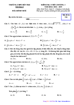 Đề kiểm tra 1 tiết Giải tích 12 chương 3 năm 2018 – 2019 trường Bến Tre – Vĩnh Phúc