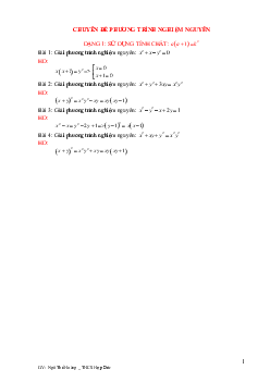 Chuyên đề phương trình nghiệm nguyên bồi dưỡng học sinh giỏi Toán 8