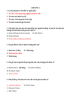 Câu hỏi trắc nghiệm ôn tập môn Quản trị học nội dung chương II có đáp án