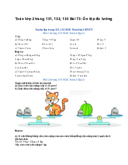 Toán lớp 2 trang 131, 132, 133 Bài 73: Ôn tập đo lường | Kết nối tri thức