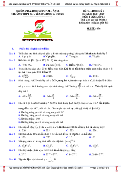 Đề thi học kỳ 1 Toán 11 năm 2018 – 2019 trường THPT chuyên ĐHSP – Hà Nội