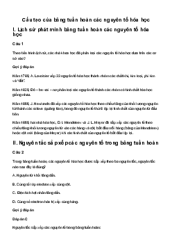 Hóa học 10 Bài 5: Cấu tạo của bảng tuần hoàn các nguyên tố hóa học - Kết Nối Tri Thức