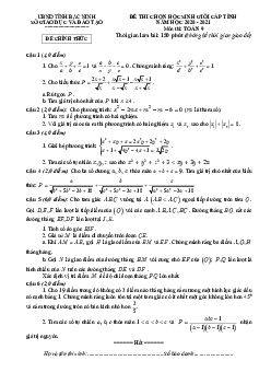 Đề thi học sinh giỏi Toán 9 cấp tỉnh năm 2020 – 2021 sở GD&ĐT Bắc Ninh