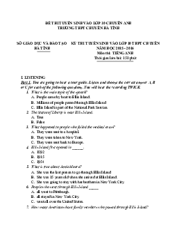 Đề thi vào 10 Chuyên Tiếng Anh THPT Chuyên năm 2019-2020