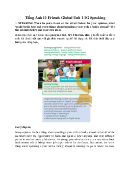 Giải Tiếng Anh 11 Unit 1 1G Speaking | Friends Global