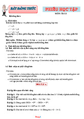 Phiếu Bài Tập Toán 9 Bài Bất Đẳng Thức