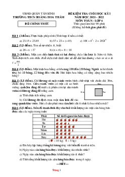 Đề thi HK1 môn Toán lớp 6 THCS Hoàng Hoa Thám 2021-2022