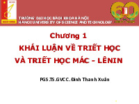 Chương 1 khái luận về triết học và triết học mác - lênin môn Triết học Mác Lênin | Đại học Bách Khoa Hà Nội
