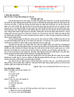 TOP 20 đề kiểm tra học kỳ 1 ngữ văn 10 chân trời sáng tạo (Có đáp án)