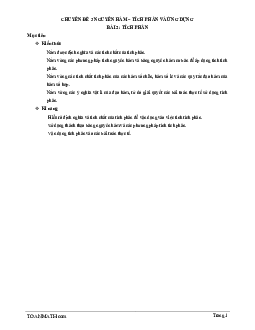 Bài giảng tích phân và phương pháp tính tích phân Toán 12