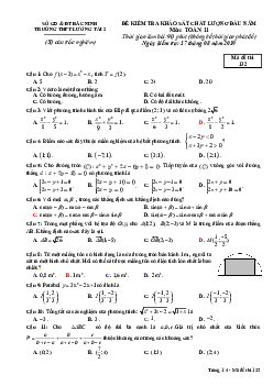 Đề khảo sát đầu năm Toán 11 năm 2019 – 2020 trường Lương Tài 2 – Bắc Ninh