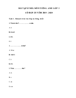 Phiếu bài tập ở nhà tiếng Anh lớp 3 - Ngày 21/04