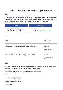 Giải Tin học 10 Bài 7: Thực hành câu lệnh rẽ nhánh | Cánh diều