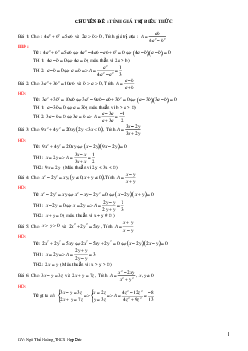 Chuyên đề tính giá trị biểu thức bồi dưỡng học sinh giỏi Toán 8