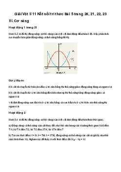 Vật lí 11 Bài 5: Động năng. Thế năng. Sự chuyển hóa năng lượng trong dao động điều hòa