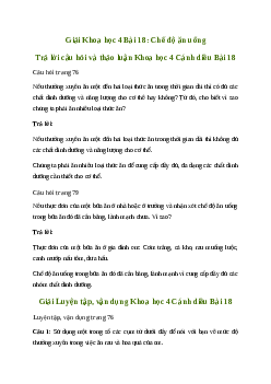 Giải Khoa học lớp 4 Bài 18: Chế độ ăn uống | Cánh diều