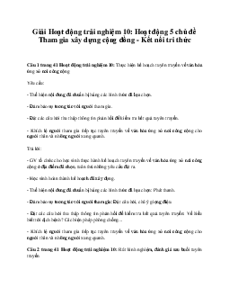 Giải Hoạt động trải nghiệm 10: Hoạt động 5 chủ đề 6 Kết Nối Tri Thức