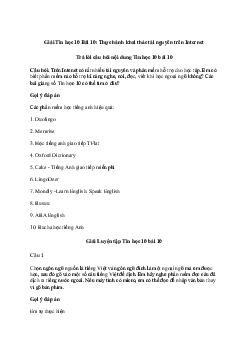 Tin học 10 Bài 10: Thực hành khai thác tài nguyên trên Internet - Kết Nối Tri Thức