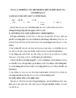 Sinh học 12 bài 13: Ảnh hưởng của môi trường lên sự biểu hiện của gen