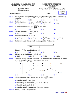 Đề thi thử Toán TN THPT 2021 lần 1 trường Nguyễn Công Trứ – Hà Tĩnh