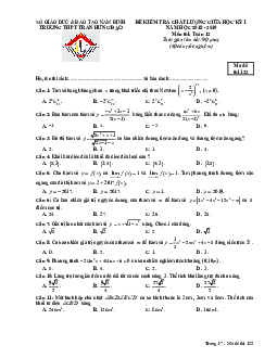 Đề kiểm tra chất lượng giữa HK1 Toán 12 năm 2018 – 2019 trường Trần Hưng Đạo – Nam Định