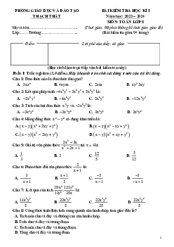 Đề học kỳ 1 Toán 8 năm 2023 – 2024 phòng GD&ĐT Thạch Thất – Hà Nội