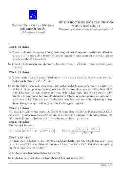 Đề học sinh giỏi Toán 11 năm 2021 – 2022 trường THPT chuyên Bắc Ninh