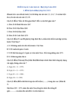 Bộ đề thi học kì 2 môn Lịch sử - Địa lý lớp 5 năm 2024