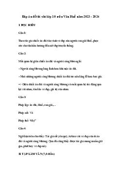 Đề thi vào 10 môn Ngữ văn năm 2023 - 2024 sở GD&ĐT Thừa Thiên Huế