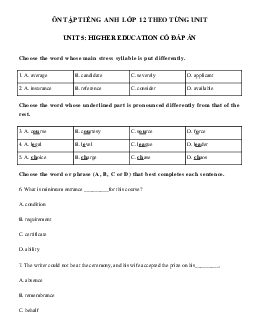 Bài tập tiếng Anh lớp 12 Unit 5: Higher Education