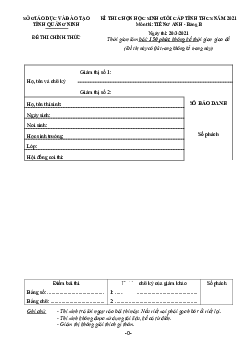 Kì Thi Chọn Học Sinh Giỏi Cấp Tỉnh THCS Năm 2021