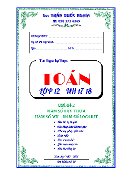 Chuyên đề hàm số luỹ thừa, hàm số mũ và hàm số logarit – Trần Quốc Nghĩa